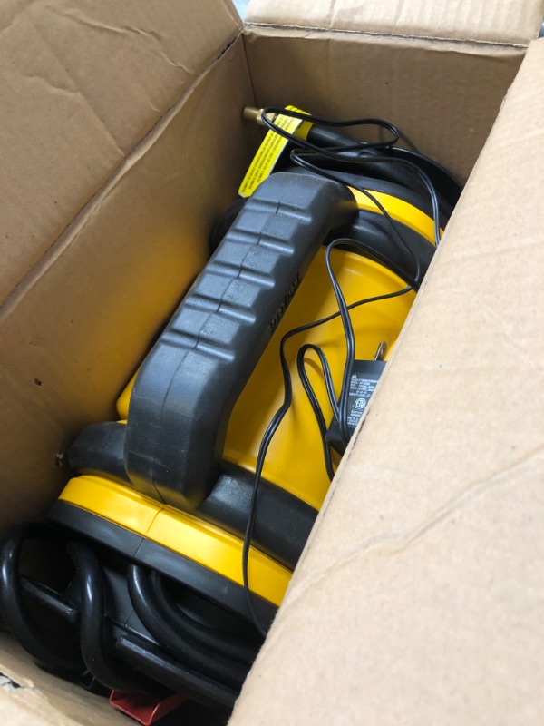 Photo 2 of DEWALT DXAEPS14 1600 Peak Battery Amp 12V Automotive Jump Starter/Power Station with 500 Watt AC Power Inverter, 120 PSI Digital Compressor, and USB Power , Yellow