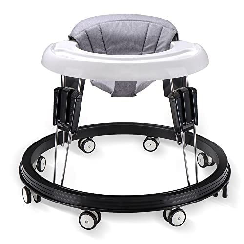 Photo 1 of  Multi-Function Anti-Rollover Folding Walker Suitable for All terrains for Baby Boys and Baby Girls 6-18 Months 9 Heights Adjustable (Gray)