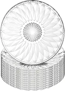 Photo 1 of Hiceeden Set of 12 Crystal Glass Salad Plate, 8 Inch Round Clear Dessert Plates Restaurant Serving Party Plates for Fruits, Snacks
