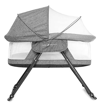 Photo 1 of Baby Delight Go with Me Slumber Deluxe Rocking Bassinet, Portable Baby Bassinet, Removeable Canopy, Charcoal Tweed
