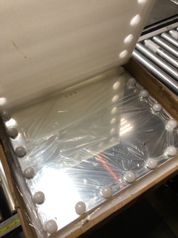 Photo 1 of ZL ZELing Vanity Mirror with Lights, with 17 LED Lights, Makeup Mirror USB-Powered Dimmable Light with Touch Control, Frameless Dressing 3 Color Lights Mirror,23.6 x 19.6 Inch