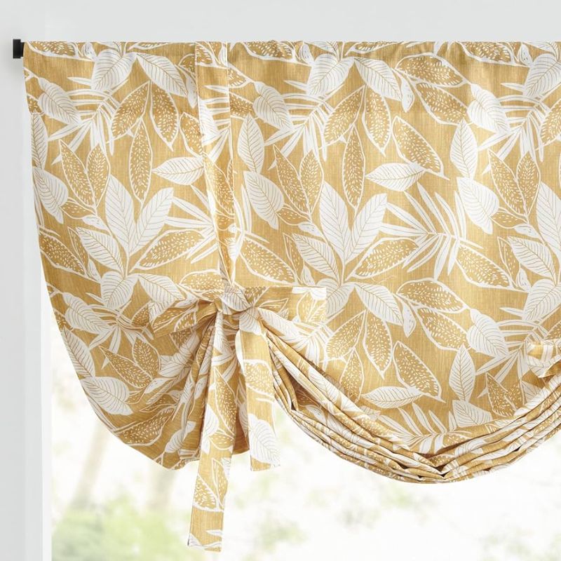 Photo 1 of JINCHAN Tie Up Valance Curtain Leaf Printed Linen Valance for Windows
Adjustable Valance 54 Inch Farmhouse Window Treatment for Kitchen Living Room Light Filtering Rod Pocket 1 Panel Yellow on White
N