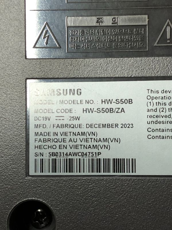 Photo 3 of SAMSUNG HW-S50B/ZA 3.0ch All-in-One Soundbar w/Dolby 5.1, DTS Virtual:X, Q Symphony, Built in Center Speaker, Adaptive Sound Lite, Bluetooth Multi Connection, 2022 Black HW-S50B Soundbar