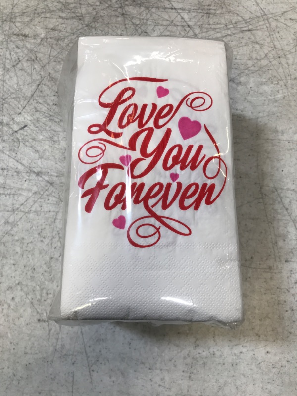 Photo 2 of 100PCS Valentines Napkins Paper Guest Towels Disposable Valentine's Day Party Supplies Guest Napkins Dinner Hand Napkins Decorative for Bathroom Wedding Decorations Love