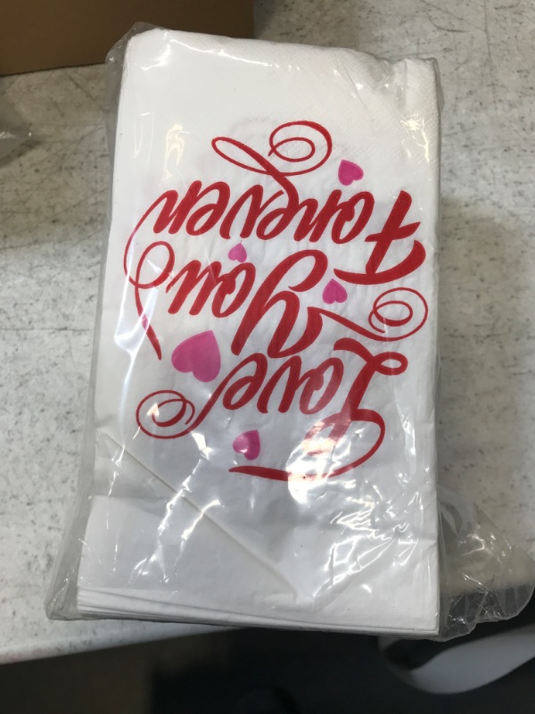 Photo 2 of 100PCS Valentines Napkins Paper Guest Towels Disposable Valentine's Day Party Supplies Guest Napkins Dinner Hand Napkins Decorative for Bathroom Wedding Decorations Love