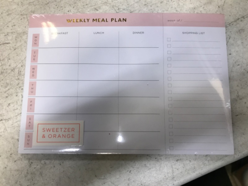 Photo 2 of Sweetzer & Orange Weekly Meal Planner and Grocery List Magnetic Notepad. Pink 10x7” Meal Planning Pad with Tear Off Shopping List. Plan Weekly Menu Food for Weight Loss or Dinner List for Family!