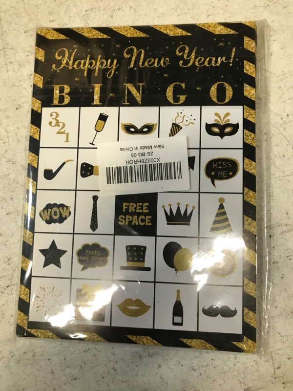 Photo 2 of 24 Players Happy New Year Bingo Game Set, Indoor Home Activities for Family and Large Groups, 24Pcs Different Bingo Card and 616Pcs Stickers, Adult Teen Happy New Year Night Party Favor Supplies -05 Happy New Year Bingo Game 05