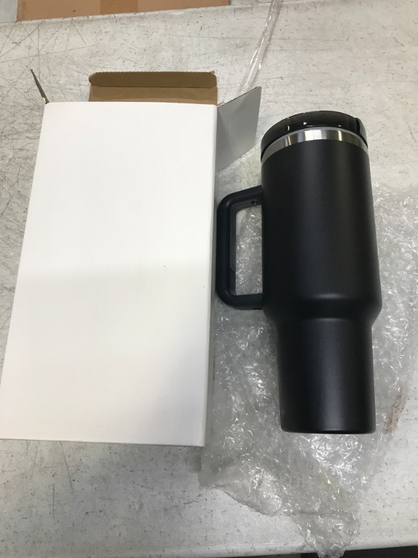 Photo 2 of 40 oz Tumbler With Handle and Straw Lid,Quencher H2.0 Vacuum Stainless Steel Insulated Tumblers,Insulated Cup,Travel Mug Iced Coffee Cup,Heat,Travel Mug for Hot and Cold Beverages Black