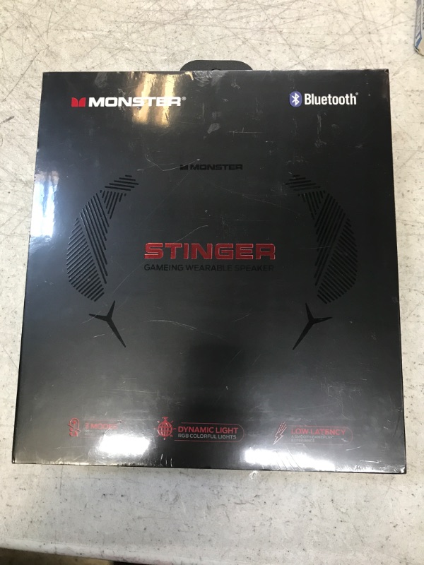 Photo 2 of Monster Stinger Neck Speaker, Neckband Bluetooth Speaker with 10H Playtime, True 3D Stereo Sound, Low Latency, RGB Lights, Built-in Mic, Wireless Wearable Speaker for Gaming Movies Music, Lightweight