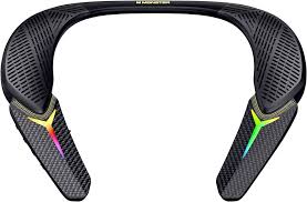 Photo 1 of Monster Stinger Neck Speaker, Neckband Bluetooth Speaker with 10H Playtime, True 3D Stereo Sound, Low Latency, RGB Lights, Built-in Mic, Wireless Wearable Speaker for Gaming Movies Music, Lightweight