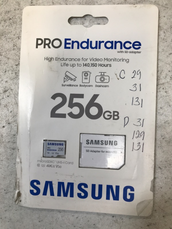 Photo 2 of SAMSUNG PRO Endurance 256GB MicroSDXC Memory Card with Adapter for Dash Cam, Body Cam, and security camera – Class 10, U3, V30 (?MB-MJ256KA/AM) New 256 GB