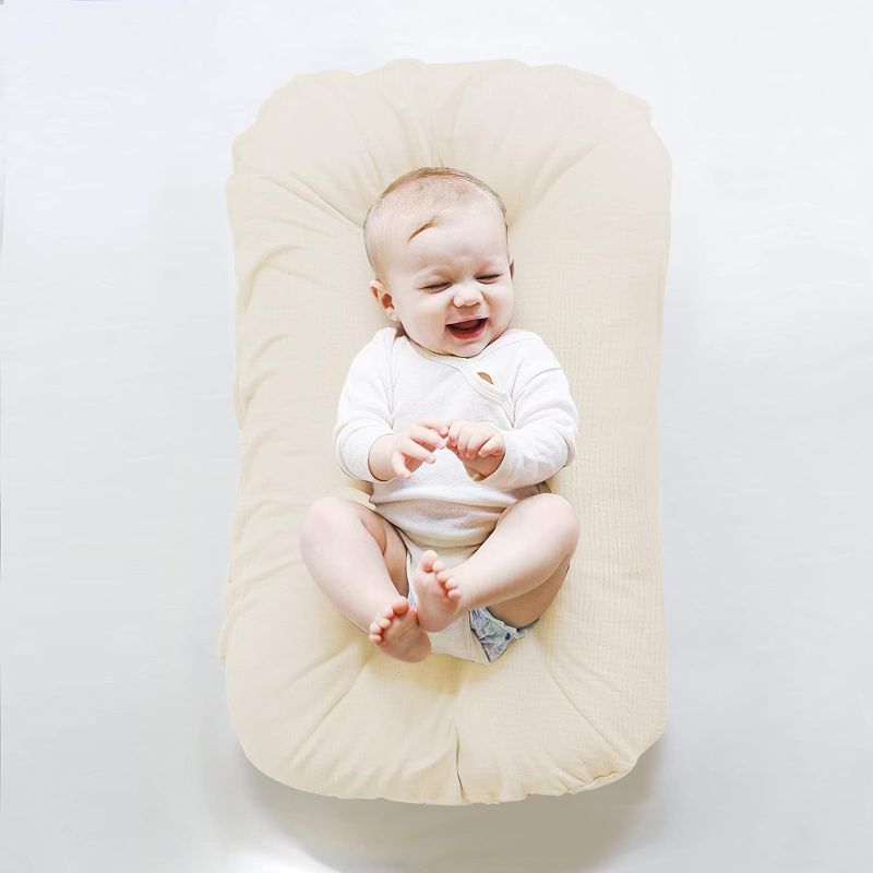 Photo 1 of ZonLi Baby Lounger for Newborn, Baby Nest for 0-9 Month, Portable Nest Sleeper for Infant with 100% Cotton Muslin Cover - Breathable, Natural(Beige)
