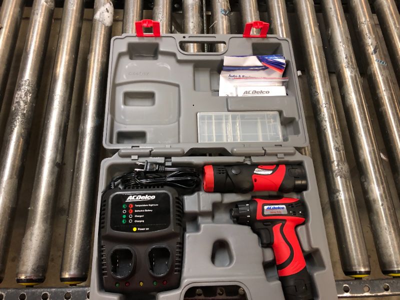 Photo 2 of AcDelco ARD847L Cordless 8V Li-ion Drill/Driver Set Combo Kit with Case, LED Work Light, 2-Port Charger, and 2 Batteries
