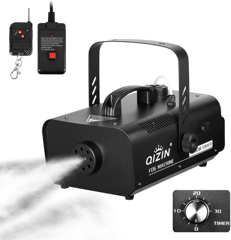 Photo 1 of Fog Machine 1000W with Timer, Wireless Remote and Manual Control - Perfect for Halloween, Parties, Stage Performances, Concerts, and Clubs
