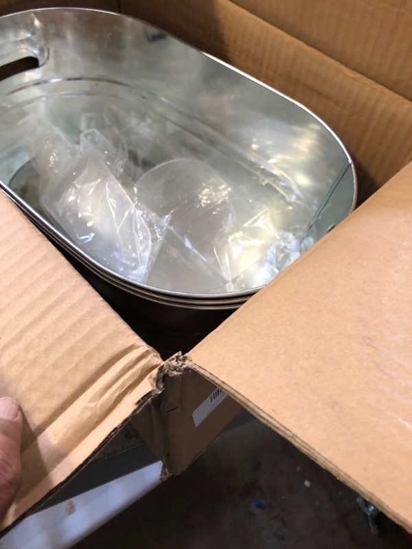 Photo 1 of 3Pcs 3 Gallon Galvanized Tub, Beverage Tub & 2 Pcs Scoops, Ice Buckets for Parties Farmhouse Home Bar (Silver, Classic)