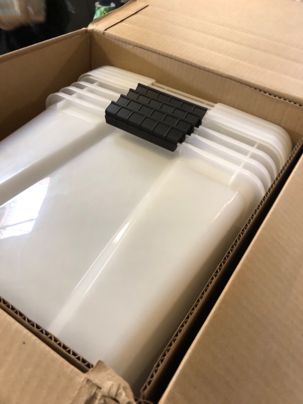 Photo 1 of IRIS USA 72 Qt. Plastic Storage Container Bin with Secure Lid and Latching Buckles, 4 pack - Pearl, Durable Stackable Nestable Organizing Tote Tub Box Toy General Organization Garage Large Pearl 72 Qt. - 4 Pack