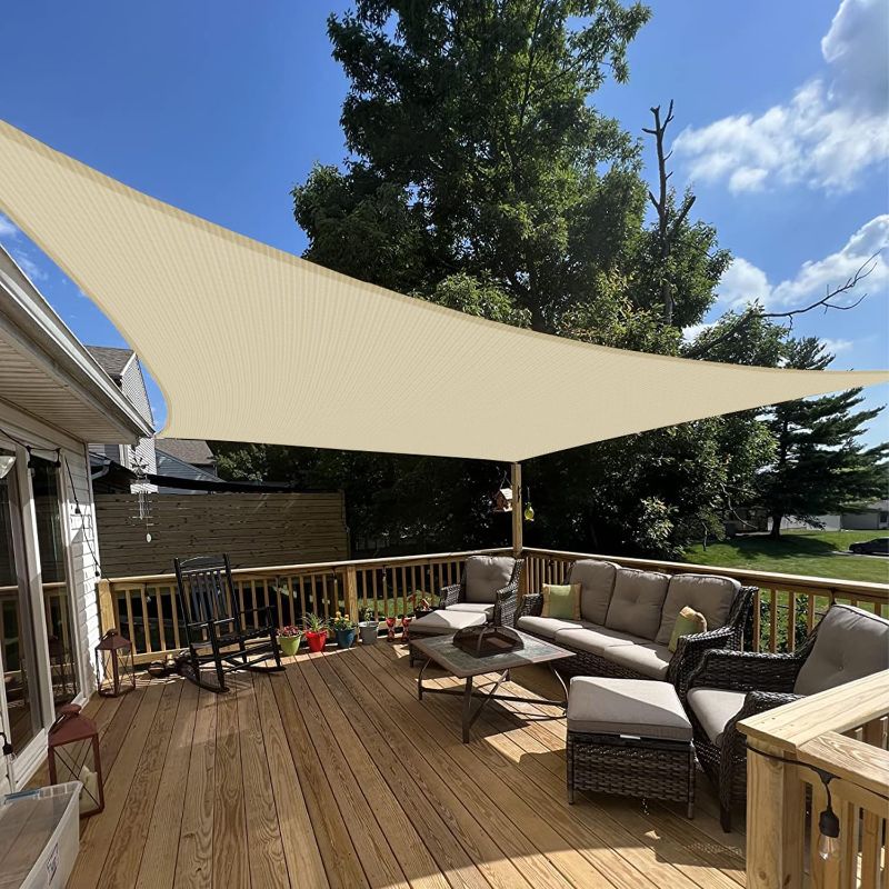 Photo 1 of  Sunrise 18' x 20' Sun Shade Sail Rectangle Canopy Shade Cover UV Block for Pergola Patio Backyard Garden Outdoor (Beige)
Size:18' x 20'