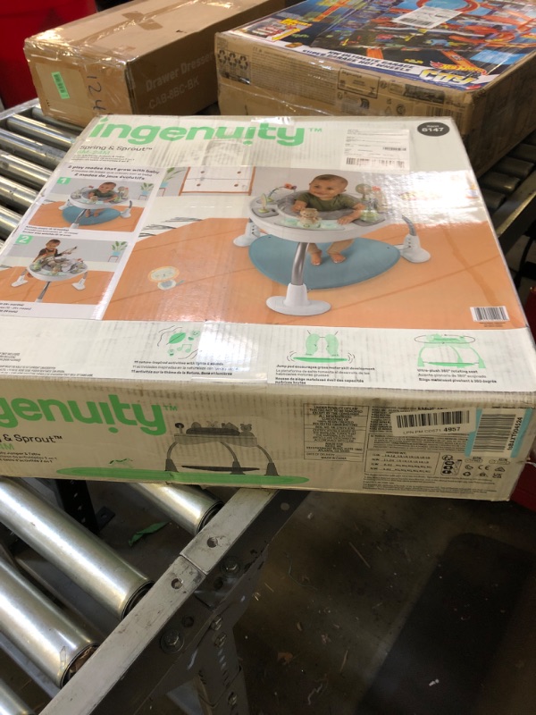 Photo 2 of Factory seal--Ingenuity Spring & Sprout 2-in-1 Baby Activity Center Jumper and Table with Infant Toys - Ages 6 Months +, First Forest