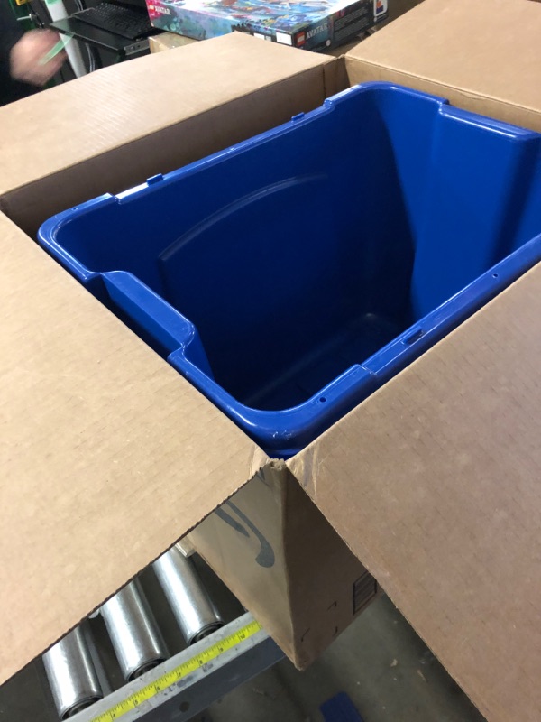 Photo 2 of Rubbermaid Commercial Products, Recycling Bin/Box, Blue (FG571473BLUE) Commercial Products Deskside Wastebasket Recycling Bin Small 13QT/3.25 GAL, for Home/Office/Under Desk, Blue 14 Gallon Recycling Bin + Recycling Bin Small 1 Pack