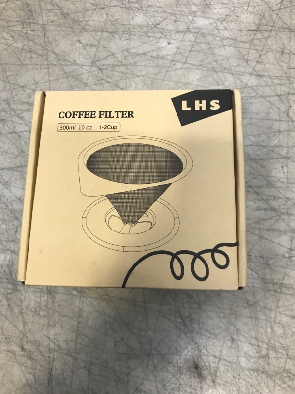 Photo 2 of LHS Pour Over Coffee Dripper Stainless Steel Coffee Filter Metal Cone Filter Paperless Reusable Coffee Filter Single Cup Coffee Maker 1-2 Cup With Non-slip Cup Stand and Cleaning Brush fine mesh 1-2 cups