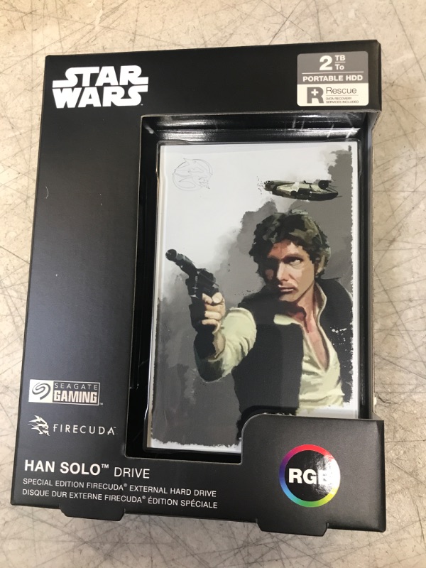 Photo 2 of Seagate Han Solo SE FireCuda External Hard Drive 2TB HDD - USB 3.2, Customizable LED RGB Lighting, White, Works with PC, Mac, Playstation, and Xbox, with 1-Year Rescue Services (STKL2000413) 2TB Han Solo StarWars Edition