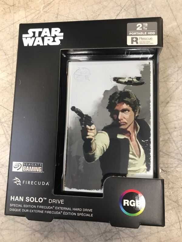 Photo 2 of Seagate Han Solo SE FireCuda External Hard Drive 2TB HDD - USB 3.2, Customizable LED RGB Lighting, White, Works with PC, Mac, Playstation, and Xbox, with 1-Year Rescue Services (STKL2000413) 2TB Han Solo StarWars Edition