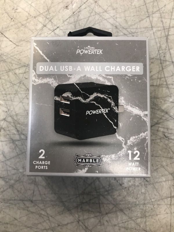 Photo 2 of Liquipel Dual USB-a Wall Charger Marble - Black/Silver
