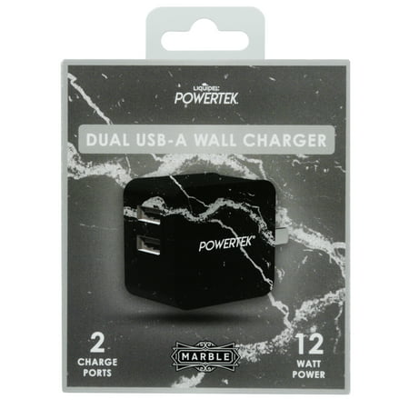 Photo 1 of Liquipel Dual USB-a Wall Charger Marble - Black/Silver
