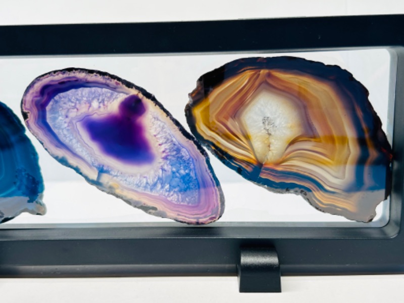 Photo 3 of 662529…. 3 agate slices in 9 x 4” display 