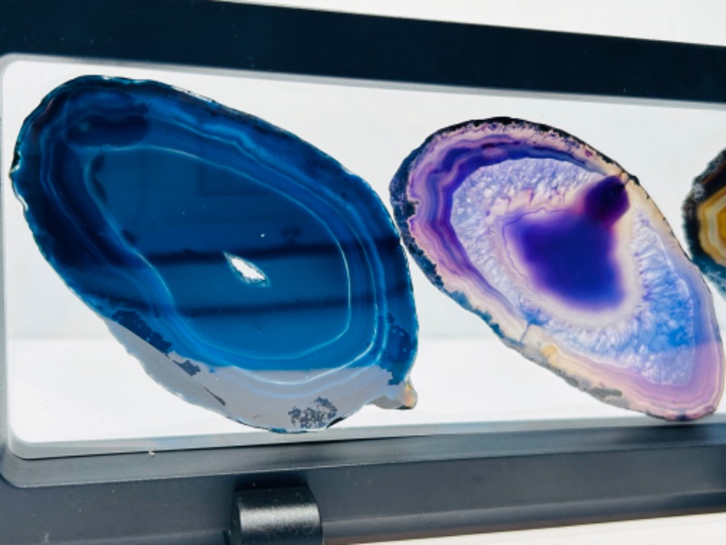 Photo 2 of 662529…. 3 agate slices in 9 x 4” display 