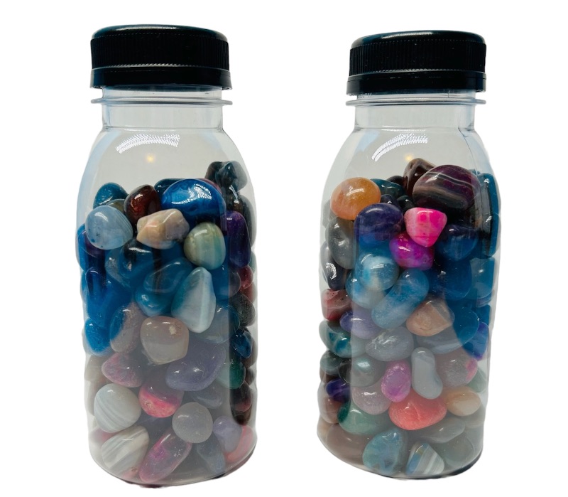 Photo 1 of 662531…2 bottles of polished rocks  5” tall