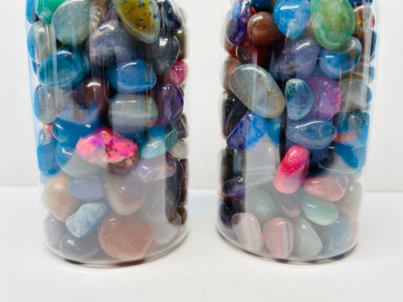 Photo 1 of 662533…. 2 bottles of polished rocks 5” tall 