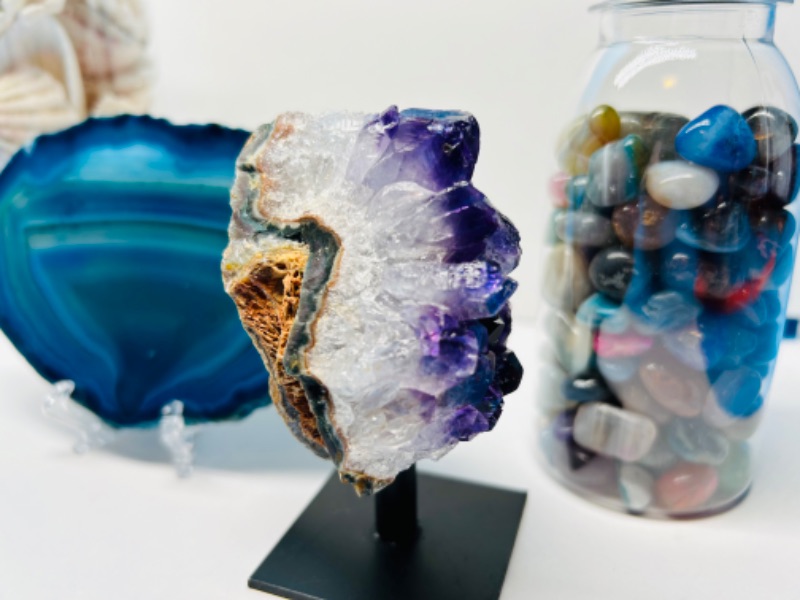 Photo 2 of 662535…agate slice, amethyst, polished rocks, and seashell collection 