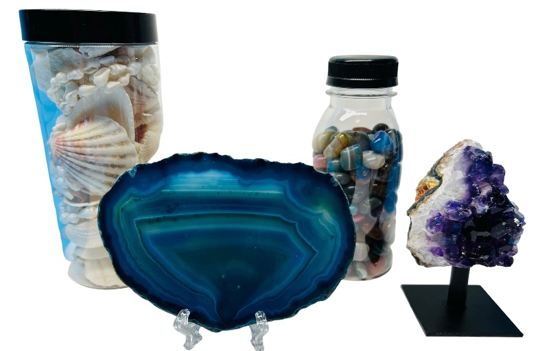 Photo 1 of 662535…agate slice, amethyst, polished rocks, and seashell collection 