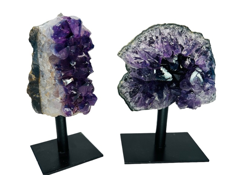 Photo 1 of 662538…two 4” amethyst crystal rocks on stands height includes display stands 