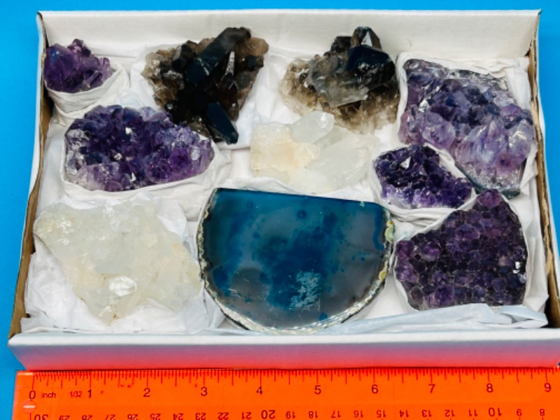 Photo 1 of 662563…collectible rocks-amethyst, smokey quartz, crystal, agate base 