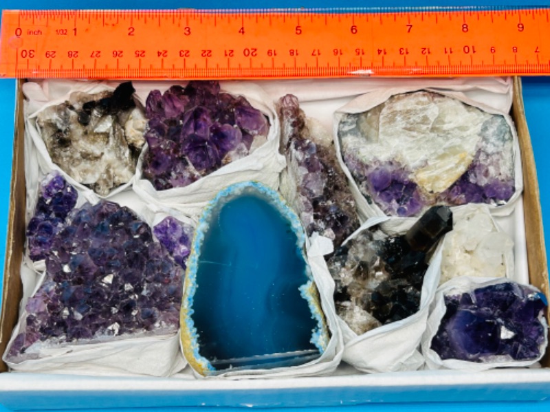 Photo 1 of 662564…collectible rocks-amethyst, smokey quartz, and agate base 