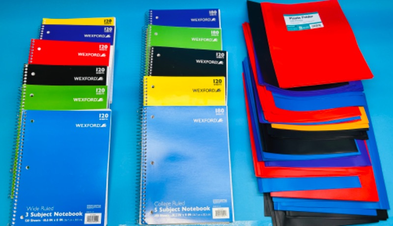 Photo 1 of 662597…plastic folders and spiral notebooks 