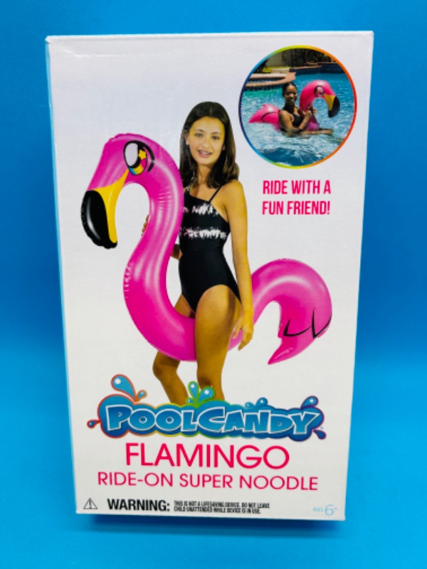 Photo 1 of 662690…  Poolcandy flamingo ride-on super noodle pool toy