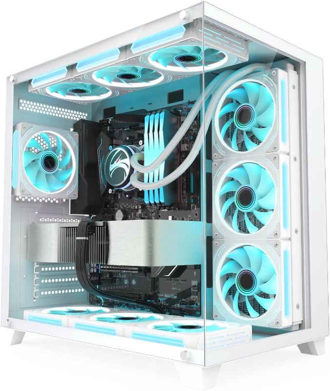 Photo 1 of S590 Mid ATX Gaming PC Case, 270° Full View Seamless Tempered, 360mm Radiator Support, High-Airflow Dual-Chamber Computer Tower Case-Fans not Included
