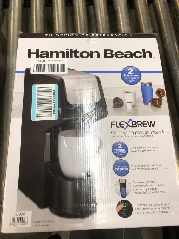 Photo 3 of Hamilton Beach 49900 FlexBrew Single-Serve Coffee Maker Compatible with Pod Packs and Grounds, Black - Next Gen Single-Serve Black - Fast Brewing