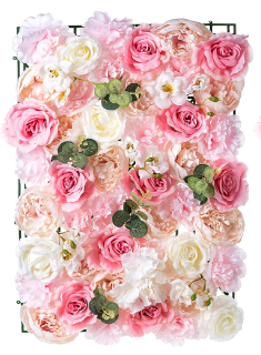 Photo 1 of NUPTIO Flower Wall Panel for Flower Wall Backdrop, 24" X 16" White & Pink Faux Roses Artificial Flower Backdrop for Flower Wall Decor, Party Wedding Decor, Bridal Shower Decor Baby Shower Decor

