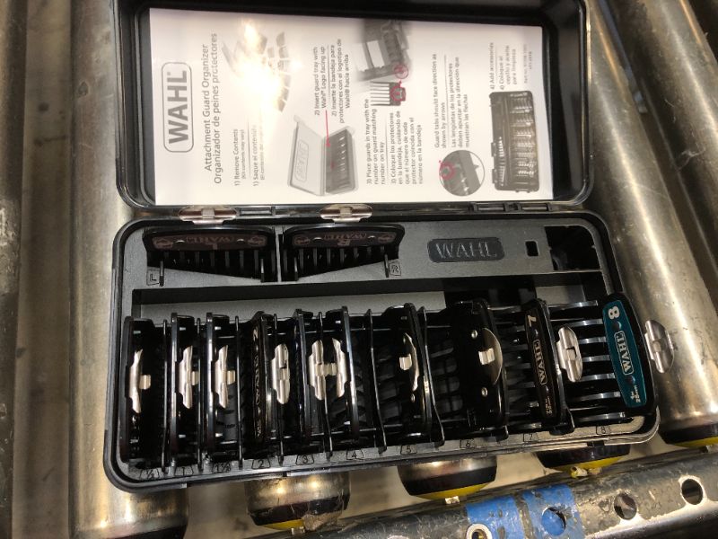 Photo 2 of Wahl Genuine Elite Guide Comb Set with Colored Metal Clips and Hair Clipper Guard Organization Caddy, 12 Full Size Attachment Guards from 1/16” to 1” for Increased Cutting Performance - 3291-300