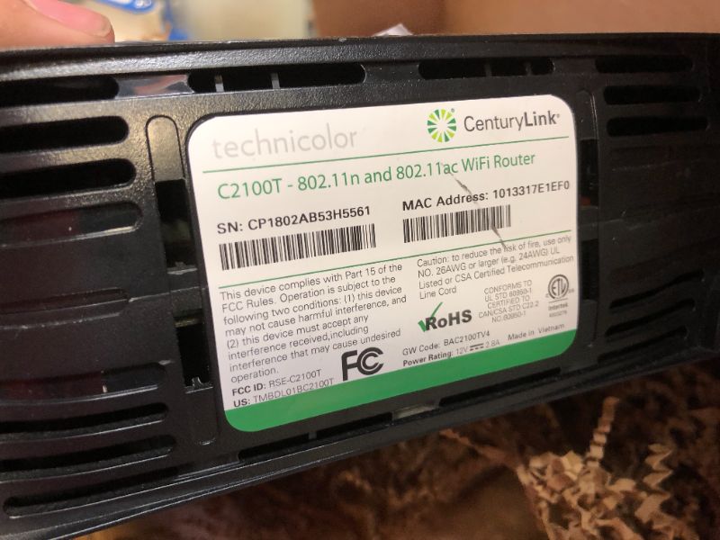 Photo 3 of CenturyLink Prism TV Technicolor C2100T 802.11AC Modem Router Gigabit DSL Fiber 2.4/5GHz (Renewed)
