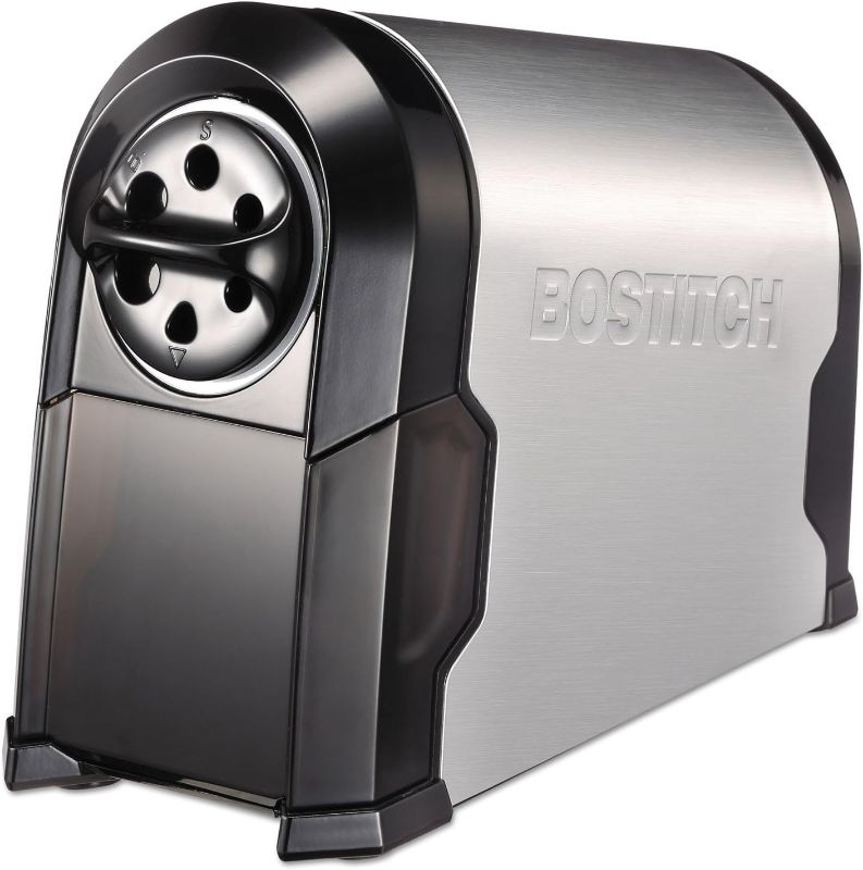 Photo 1 of Bostitch Office SuperPro Glow Extra Heavy Duty Commercial Classroom Electric Pencil Sharpener with Replaceable Cutter Cartridge System, 6-Hole, Silver/Black (EPS14HC)
