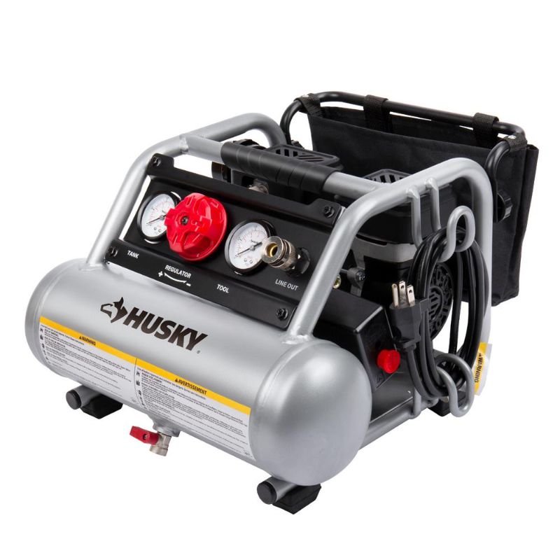 Photo 1 of Husky 1 Gal. Portable Electric-Powered Silent Air Compressor
