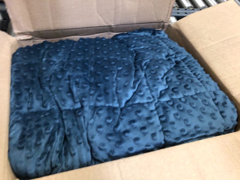 Photo 2 of Huloo Sleep Weighted Blanket Twin 15lbs for Adult(48"×78",Navy Blue) Breathable Soft Minky Weighted Throw Blanket for All Season,Heavy Blanket with Premium Glass Beads Blue 48"×78"-15lbs