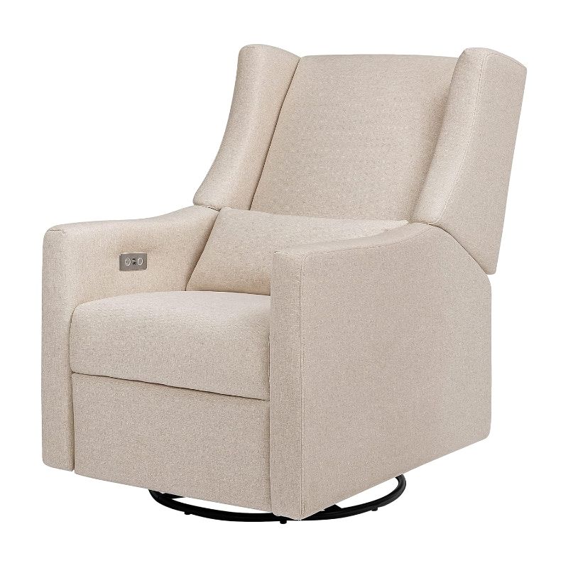 Photo 1 of Babyletto Kiwi Electronic Power Recliner and Swivel Glider with USB Port in Performance Beach Eco-Weave, Water Repellent & Stain Resistant, Greenguard Gold and CertiPUR-US Certified
