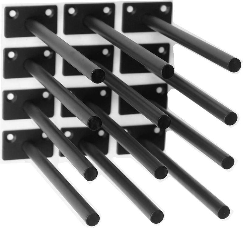 Photo 1 of 24 Pcs 8" Black Solid Steel Floating Shelf Bracket Blind Shelf Supports - Hidden Brackets for Floating Wood Shelves - Concealed Blind Shelf Support – Screws and Wall Plugs Included
