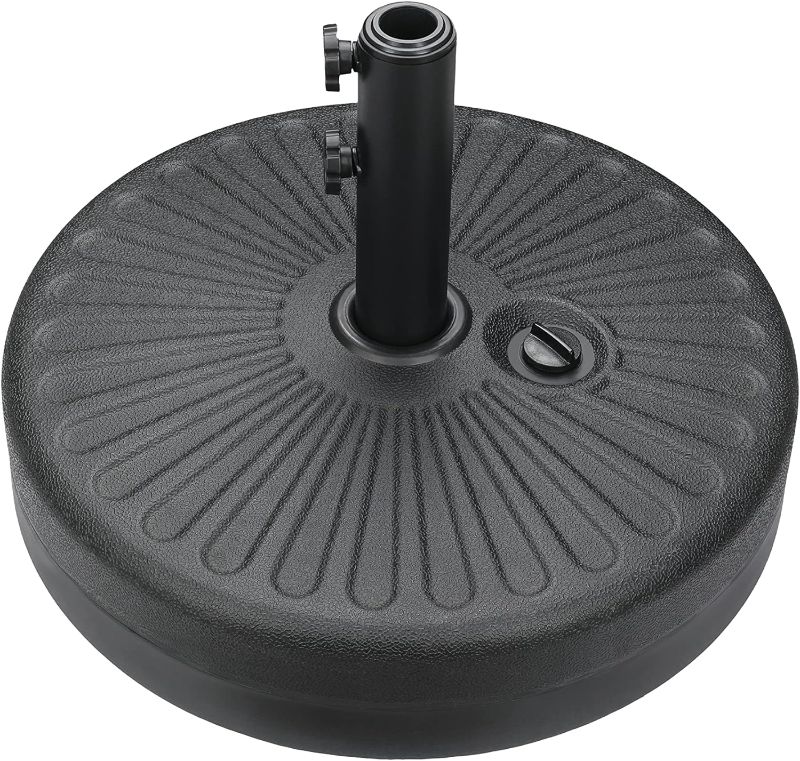 Photo 1 of YSSOA 20" 50lbs Capacity Fillable Umbrella Round Base Heavy Duty Market Stand for Outdoor Lawn, Patio, Deck, Poolside, Black

